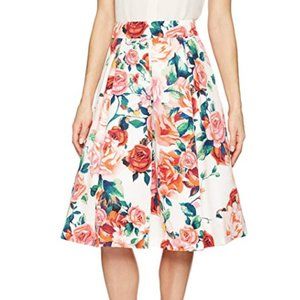 Eliza J. Floral Box Pleated Knee-length Midi Skirt